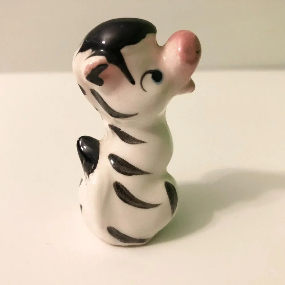 Vintage Tiny Zebra Ceramic Figurine Japan 2.25 Inch Tall Collectible Figure